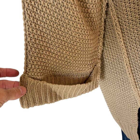 NINEXIS Cardigan Sweater Midi Open Front Size M Boho Minimalist Neutral Tan - Picture 10 of 13